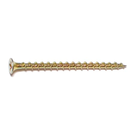 Buildright 2-1/2 in, Phillips Drive, Flat Head Wood Screw, Zinc Yellow Steel, 2500 PK 03449
